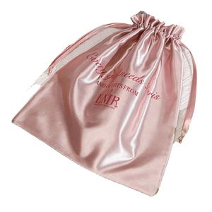 Pochette en satin personnalisée pour cosmétiques, sac à cordon imprimé avec logo personnalisé, sac de rangement pour lingerie et vêtements en satin avec logo - Product Image 4