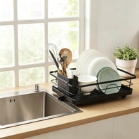 Égouttoir à vaisselle moderne pour comptoir, organisateur multifonctionnel pour évier de cuisine, pour assiettes, bols, baguettes et fourchettes avec drainage