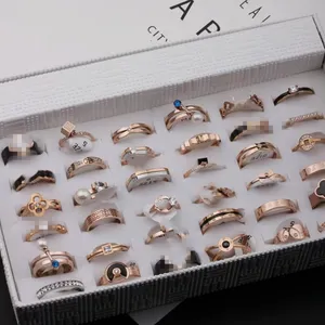 PUSHI hot sale jewelry ring wholesale women rings titanium steel lot fing rings for women in bulk stainless steel jewelry