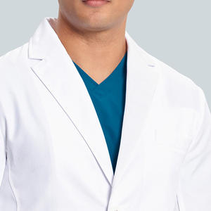 Bata de laboratorio de seda clásica moderna con solapas con muescas Tela tejida Doctor Scrub Sets Consulta OEM para hospitales Impreso personalizado - Product Image 3