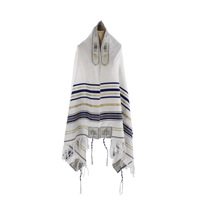 Logo personnalisé imprimé 85cm * 180cm taille Style Long 280g polyester mousseline de soie Satin tissé ethnique rayé robe de prière Satin imprimé