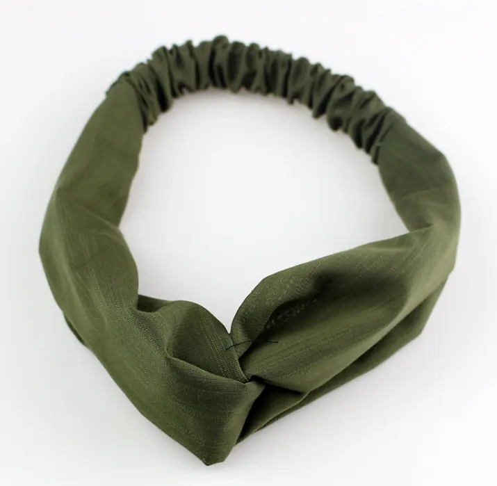 2023 Elegant Vintage Design Dark Green Color Fabric Hair Band turban headband for women