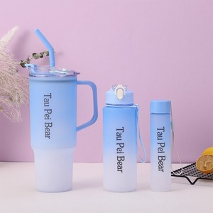 Gradient 3-mảnh tái sử dụng PP lạnh uống <span class=keywords><strong>cup</strong></span> với rơm và xử lý BPA miễn phí cho mùa hè thể thao phòng tập thể dục sử dụng - Product Image 6