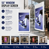 Écran de vitrine numérique FHD 55 pouces 3000 nits haute luminosité, fonctionnement 24/7, lecture USB, animation pour magasin de détail