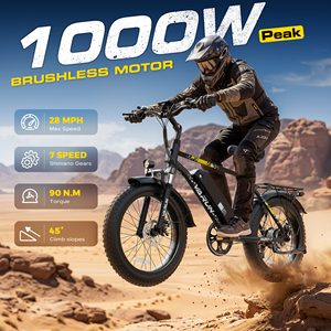 1000w 20" Fat Tire Bike Hand Grip Throttle Dual Disc <b>Led</b> Safety Light 150kg Load All Terrain Usa Fast Ship M20-1 20 Inch Fat - Product Image 2