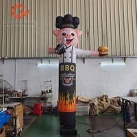 Sky Dancer publicitaire gonflable personnalisé en forme de cochon chef BBQ pour restaurant