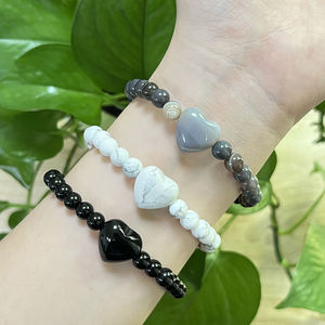 Romantique Coeur Charme Bijoux À La Main Femmes 6mm Noir Obsidienne Perle Bouclier D'énergie Manifestation <span class=keywords><strong>Bracelet</strong></span> pour la Saint Valentin - Product Image 3
