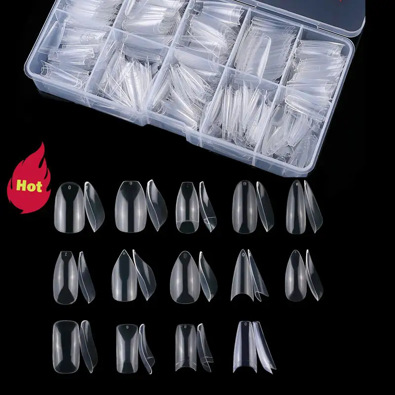 500pcs Natural Stiletto Tapered Square Acrylic Fake Nail Tips Clear Coffin False French Artificial Ballerina Nail Tip For Salon