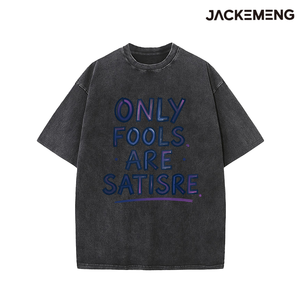 Camiseta Oversize de Algodón Lavado con Estampado Artístico 'Only Fools', Estilo Retro Urbano, Casual, Venta al por Mayor desde Almacén en EE. UU. - Product Image 4