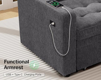 Sofá Cama Modular en Forma de L de 5 Plazas con Cama Extraíble y Respaldo Reclinable, Tapizado en Chenilla