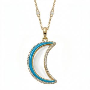 Nuevo Collar con Caja <span class=keywords><strong>de</strong></span> Cierre <span class=keywords><strong>de</strong></span> Eternidad <span class=keywords><strong>de</strong></span> Estilo Europeo, Chapado en Oro <span class=keywords><strong>de</strong></span> 14K sobre Cobre, con Cierre <span class=keywords><strong>de</strong></span> Cristal, Piedra <span class=keywords><strong>de</strong></span> Nacimiento, <span class=keywords><strong>Luna</strong></span> y Dijes <span class=keywords><strong>de</strong></span> Circonita Multicolor - Product Image 4