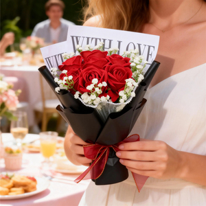 Rose artificiali in seta con carta da <span class=keywords><strong>regalo</strong></span> per <span class=keywords><strong>fidanzata</strong></span>, mamma, moglie, compleanno, <span class=keywords><strong>anniversario</strong></span>, San Valentino - Product Image 5