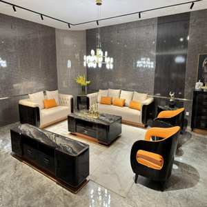 Canapé sectionnel contemporain rembourré en cuir artificiel avec coussin en mousse, style victorien pour salon - Product Image 2