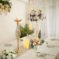 Support à fleurs doré pour centre de table de mariage, décoration, support pour bouquet de fleurs, porte-bougie en métal pour centre de table