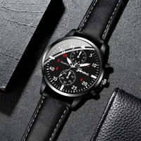 Ensemble de 4 montres pour homme, analogiques, quartz, boîtier en alliage, bracelet en cuir, style business, bijoux décontractés CC002