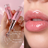 Crayon à lèvres rose et gloss à lèvres massant en métal, coffret cadeau de maquillage naturel quotidien, kit lèvres repulpant non collant