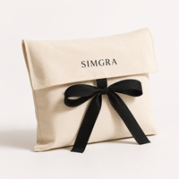 Fabricant de sacs en coton à marque privée, pochette enveloppe de luxe avec rabat en ruban pour cosmétiques, bijoux et emballage de marques de beauté