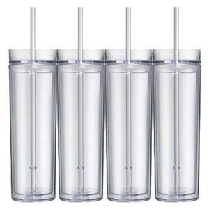 Heavy Duty 16oz Acrylic Double Wall Tumbler with Handle Straw for Construction Site Hydration - Product Image 4