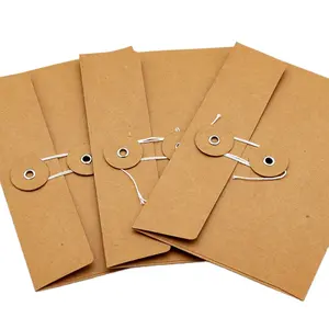 Custom String tie envelopes kraft paper envelope with string tie and botton