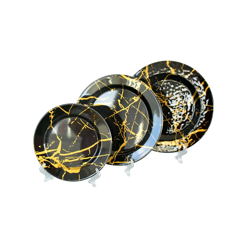 Patrón Oro de melamina negro placas de alta calidad decoración platos