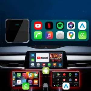 ワイヤレスCarPlayAIボックスAndroidAutoはYouTubeNetflixインターフェースをサポートApple Carplay用のスマートストリーミングカープレイボックスアダプター