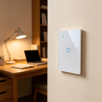 Interrupteur mural intelligent essentiel WHX01 1 voie sans neutre WiFi Zigbee Tuya APP Commande vocale Android pour l'éclairage domestique et hôtelier