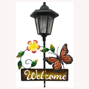 Solar Garden <b>Light</b> Led Hexagonal Iron Art With Welcome <b>Sign</b> Free Standing Water Resistant Quanzhou Made - Product Image 2