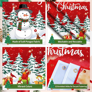Bannière de Noël personnalisée pour porte de <span class=keywords><strong>garage</strong></span>, tapisserie décorative 7 x 16 pieds, en polyester écologique, pour affichage de cour de Noël - Product Image 5
