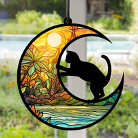 Ornement personnalisé en acrylique cristallin, attrape-soleil en forme de chat à suspendre à la fenêtre, décoration pour porte, jardin, maison, cadeaux idéaux