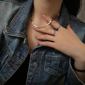 Nuevo Collar con Colgante en Forma de <span class=keywords><strong>Paz</strong></span>, Chapado en Plata de Titanio, con Cadena de Serpiente, Joyería de Zirconia Moderna para Mujer, Ideal para Aniversarios - Product Image 6