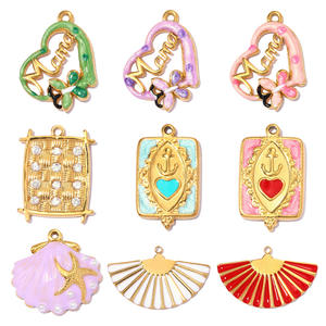 HB667 Breloques Maman Vintage Françaises en Acier Inoxydable, Pendentifs Cœur et Coquillage pour la Fabrication de Bijoux DIY, Vente en Gros - Product Image 2