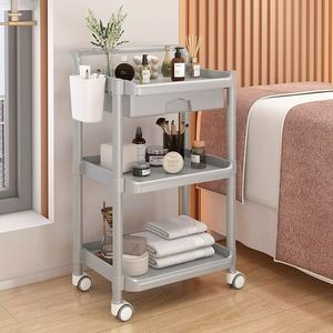 <b>White</b> Salon <b>Trolley</b> Rolling Storage Cart With Drawer 4 Wheel Utility Rack for Beauty Salon - Product Image 5