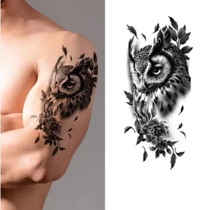 Pegatina <span class=keywords><strong>de</strong></span> tatuaje temporal personalizada para <span class=keywords><strong>hombre</strong></span>, negro, blanco, religioso, Calavera fresca, aplicación corporal, estilo Sexy, Material <span class=keywords><strong>de</strong></span> papel antisudor - Product Image 1