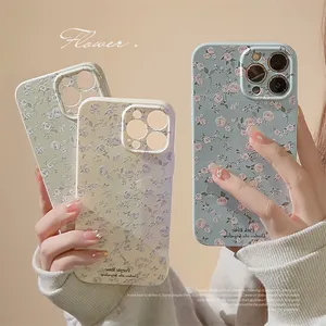 Korean Retro Floral Case for Iphone 15 14 Cover 13 Original 11 Silicone 12 Soft Shell 14promax Cheap Wholesale