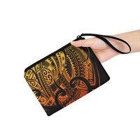 Porte-monnaie décontracté unisexe personnalisable avec impression Tiare Hawaï et perles, petit portefeuille portable à fermeture éclair pour le shopping