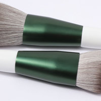 Ensemble de 12 pinceaux de maquillage portables blancs et verts, synthétiques, végétaliens, de haute qualité, pour le visage, vente en gros, étiquette privée, personnalisable