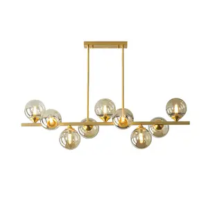 Modern blown glass ball lighting gold fixture chandelier decoration light led for living room ceiling pendant lamp