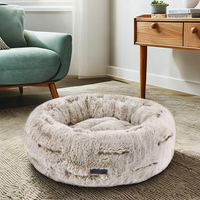 Lit rond de haute qualité pour animaux de compagnie, rembourré, lit doux pour chien, en fausse fourrure douce, ultra luxe