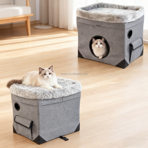 Rimovibile condominio per gatti con aperture di ventilazione e tasche laterali pieghevole <span class=keywords><strong>Cat</strong></span> Cube e <span class=keywords><strong>Cat</strong></span> Cave con letto - Product Image 2