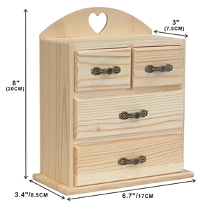 Scatola in Legno di Pino Non Finito con Cassetti per Organizzare Gioielli, Contenitore per Artigianato e Progetti Fai-da-Te - Product Image 3