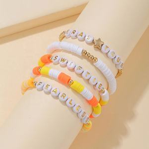 Custom Handmade Clay Stretch for <b>Bracelets</b> Colorful Letter Charms-Personalized Multi-Layer <b>Bracelets</b> for Promotional Gifts - Product Image 6