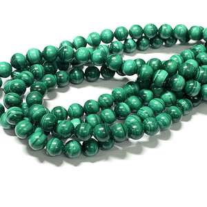 ลูกปัดพลอยมาลาไคต์สีเขียวธรรมชาติ ขนาด 8 มม. ทรงกลม คุณภาพสูง - Product Image 3