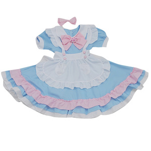 Vestido de diseño original para día lluvioso con estampado floral, con delantal y lazo, estilo Lolita, uniforme escolar en colores dulces. - Product Image 5