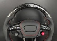 Volant en fibre de carbone pour Audi S4 S5 S6 S7 A3 A4 A5 A6 A7 Q3 Q5 Q7, volant sport en cuir perforé personnalisé
