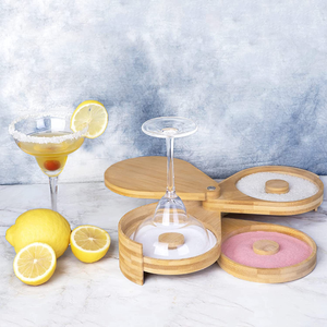 Vente en gros de fournitures de cuisine de style moderne Station de rimming pour cocktails <span class=keywords><strong>Plateau</strong></span> en bambou à 3 couches avec louche pour sel et sucre pour cocktails - Product Image 6