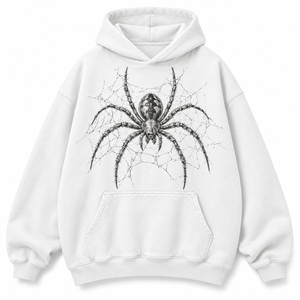 Men's <b>White</b> Spider Print Hoodie Casual Fleece Pullover <b>Sweatshirt</b> with Kangaroo Pocket 100% Cotton Premium Quality Customized - Product Image 1