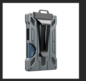 Billetera minimalista para hombre, tarjetero de aluminio y fibra de carbono, con bloqueo RFID inteligente, moderno y personalizado - Product Image 6