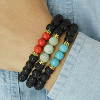 Bracelets en Perles de Trois Pierres Semi-Précieuses, de Guérison et de Reiki, Tendance et Personnalisés, pour Hommes et Femmes - Vente en Gros