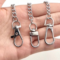 Mousqueton en D argenté avec ressort, chaîne d'extension pour porte-clés, anneau de raccordement pivotant, anneau à vis, connecteur mousqueton DIY, porte-clés en vrac