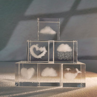 Lumineux 3d sculpté cristal carré veilleuse base en bois massif décoration artistique ensemble personnaliser lune cristal carré lumière led
